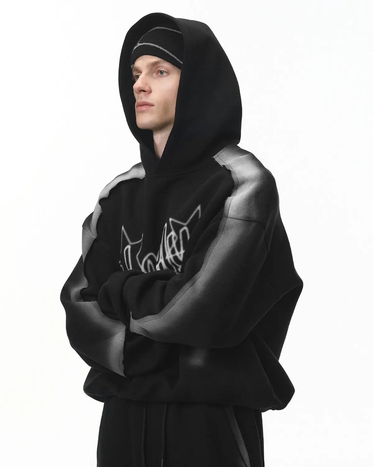 Stitching Spray-Painted Hoodies