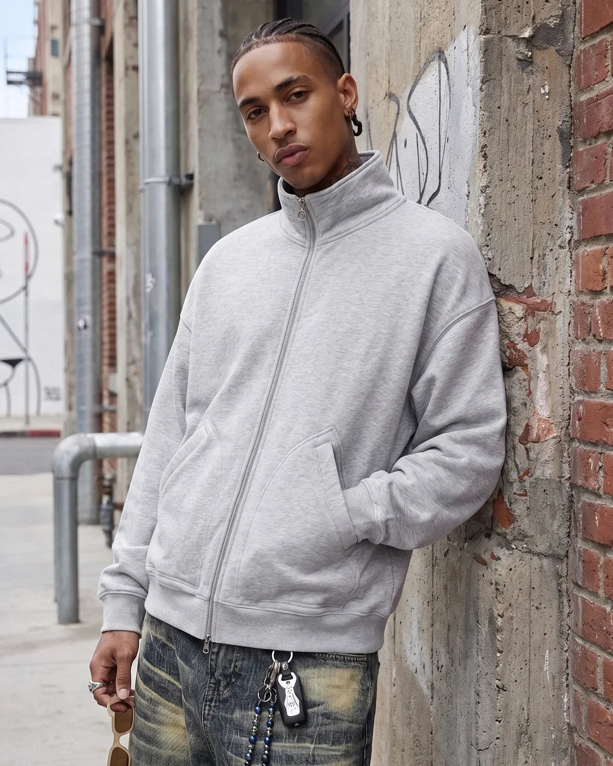Polar Fleece High Neck Zip Up Jacket