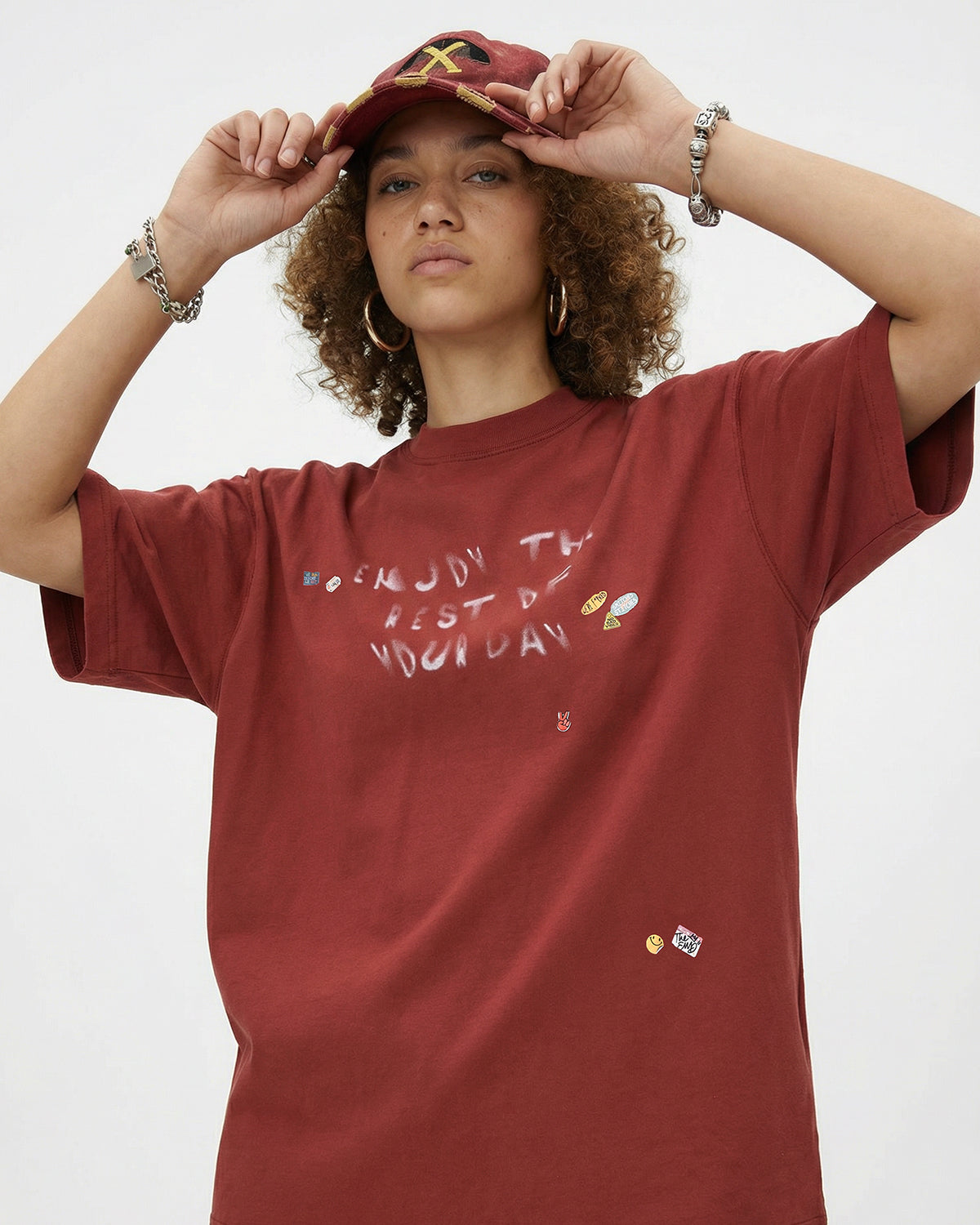 Vintage Sticker Graphic Oversized T-Shirt