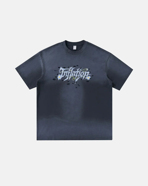 Monkey Washed Ripped Graphic Tees - Dark Grey / M