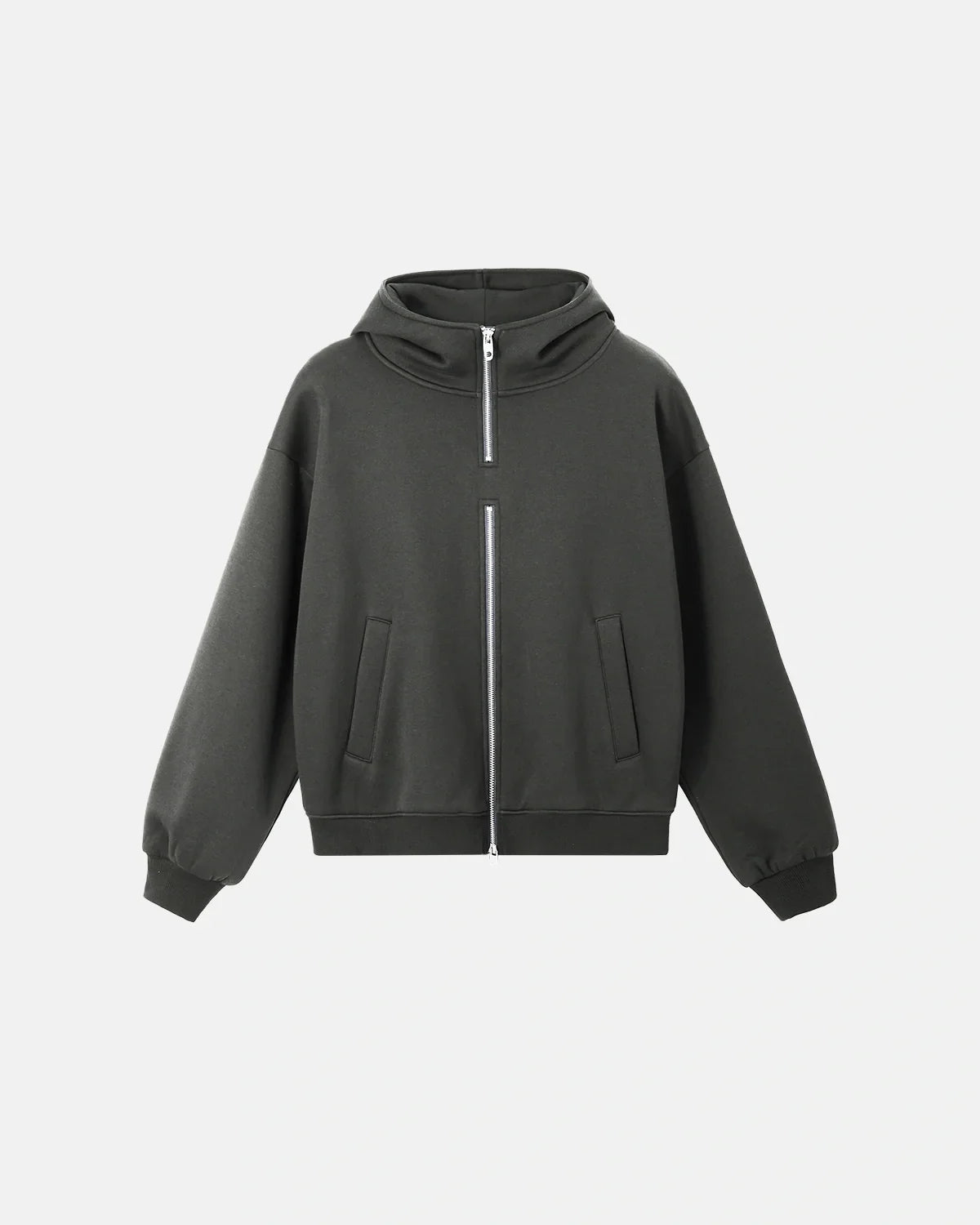 Mock Neck Double Zip Up Hoodies