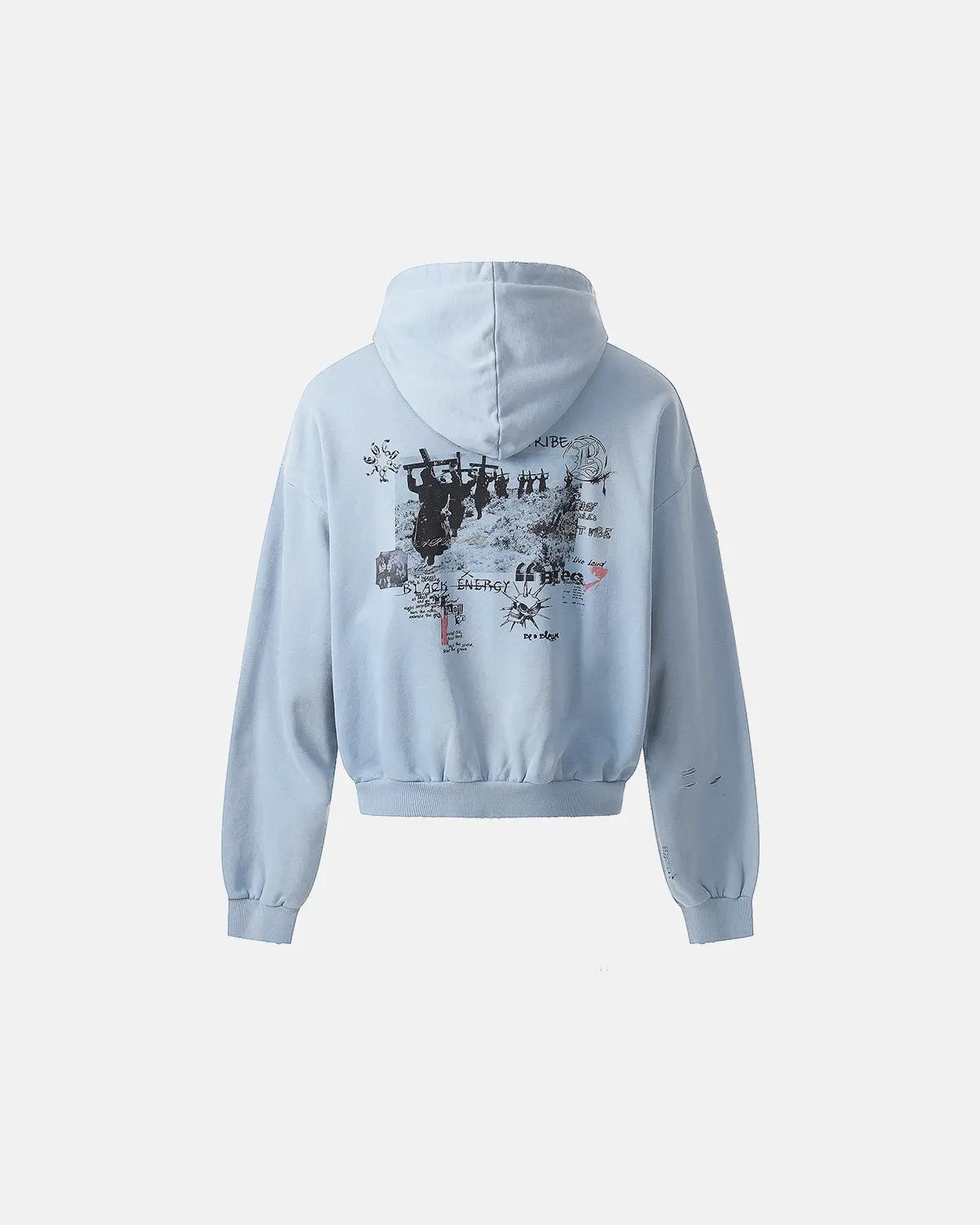 Graffiti Character Distressed Washed Zip Hoodies