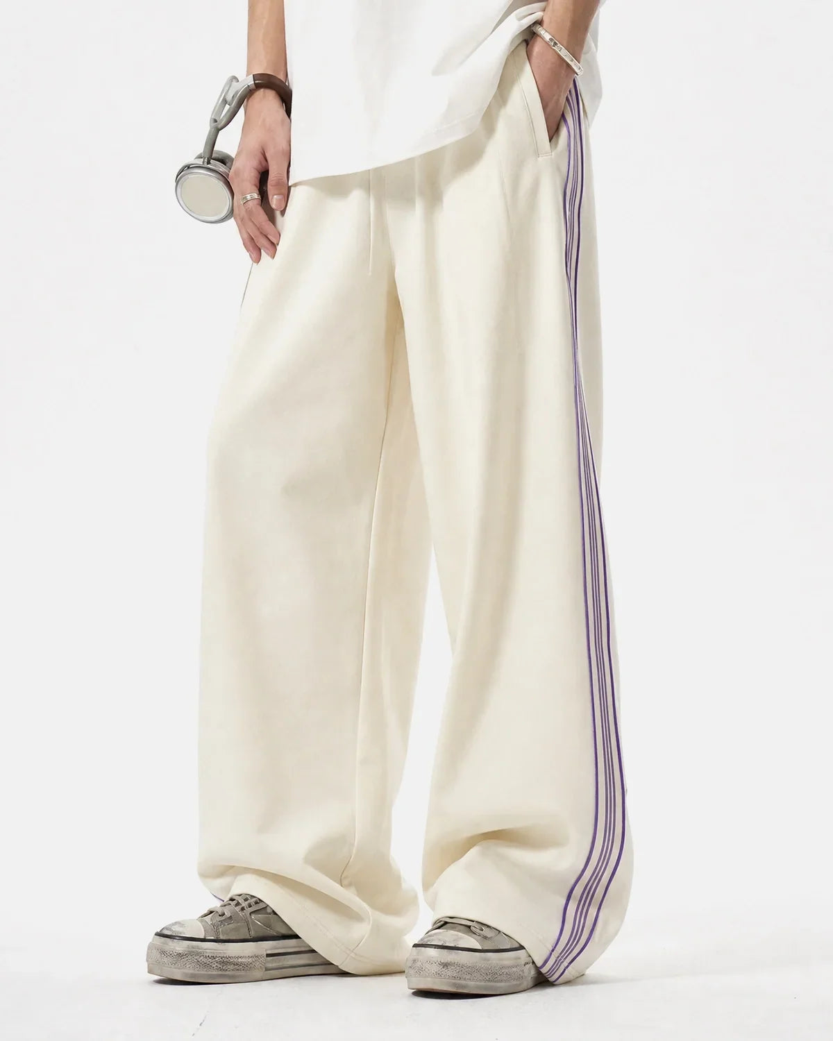 Side Stripe Wide Leg Track Pants