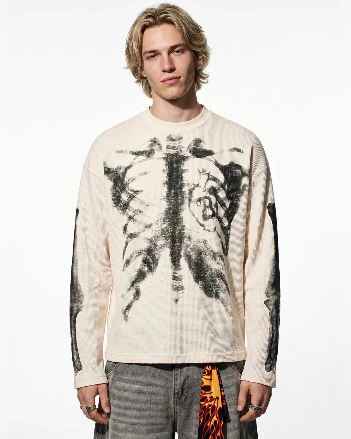 Skeleton Graphic Washed Long Sleeve Tee