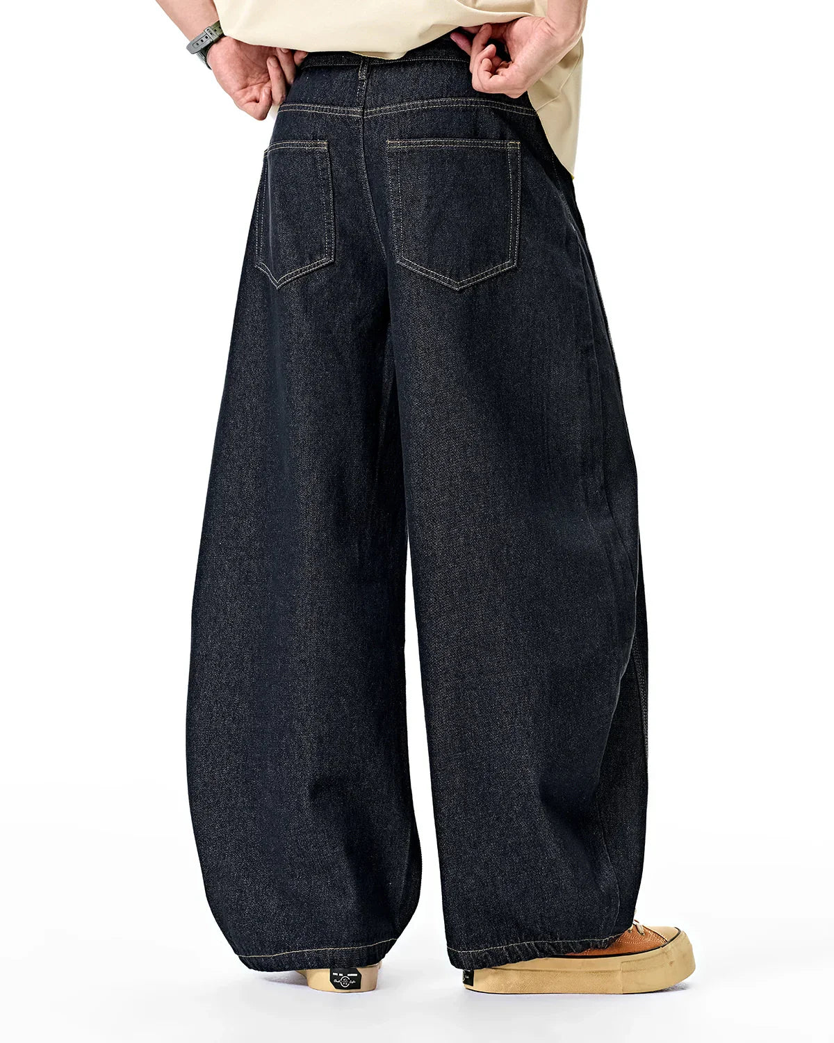 Raw Color Barrel Baggy Jeans