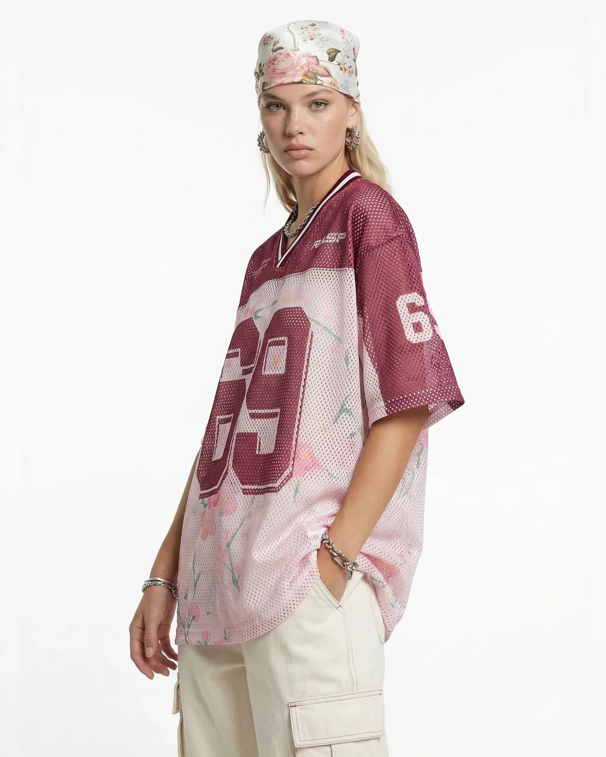Floral Digital Print Mesh Jersey