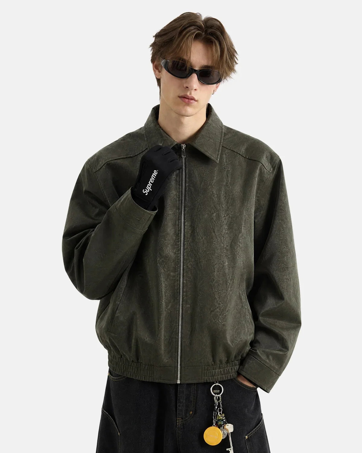 Minimalist PU Leather Zip Up Jacket