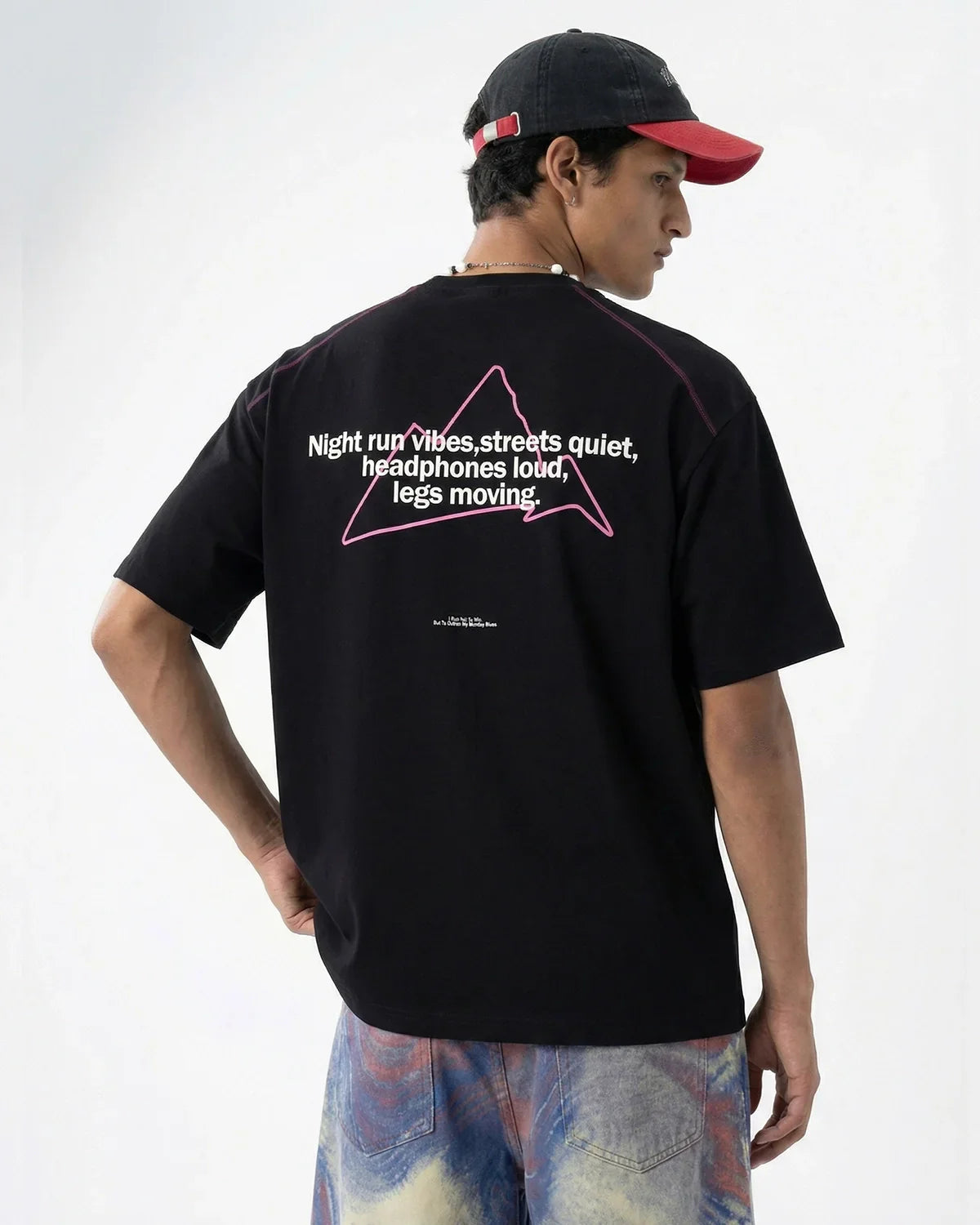 Glow-in-the-Dark Stitching Oversized T-Shirt