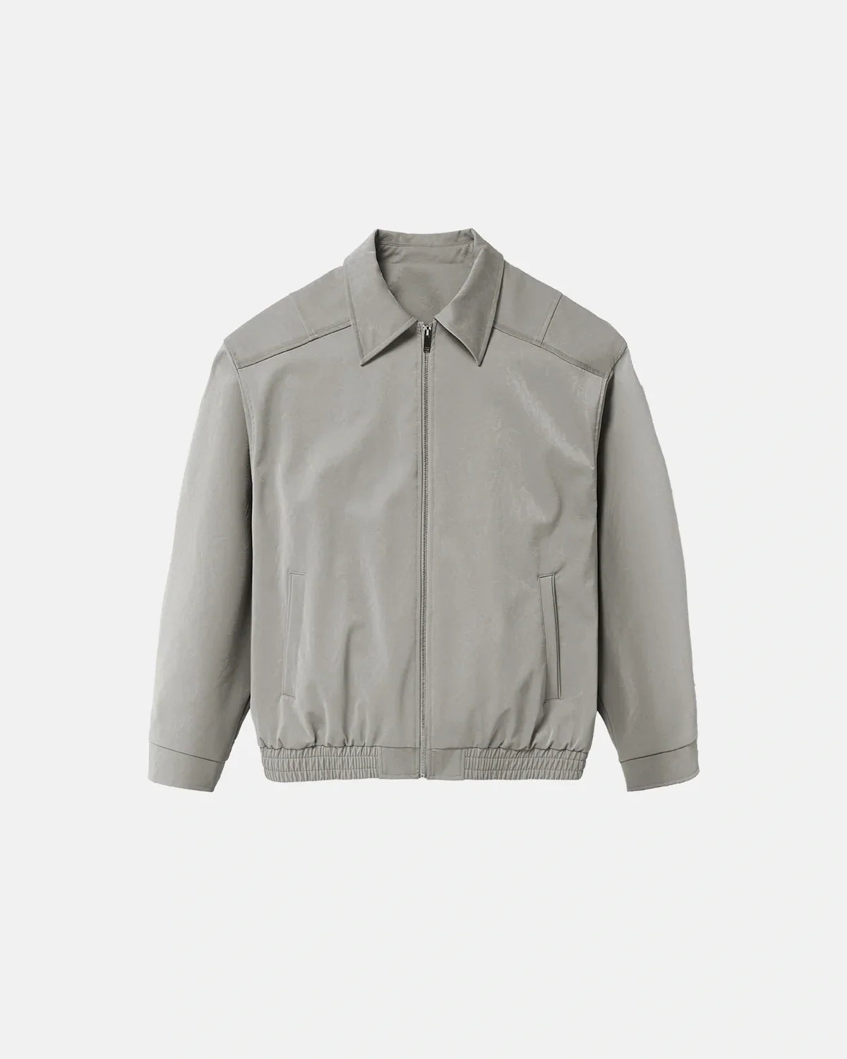 Minimalist PU Leather Zip Up Jacket