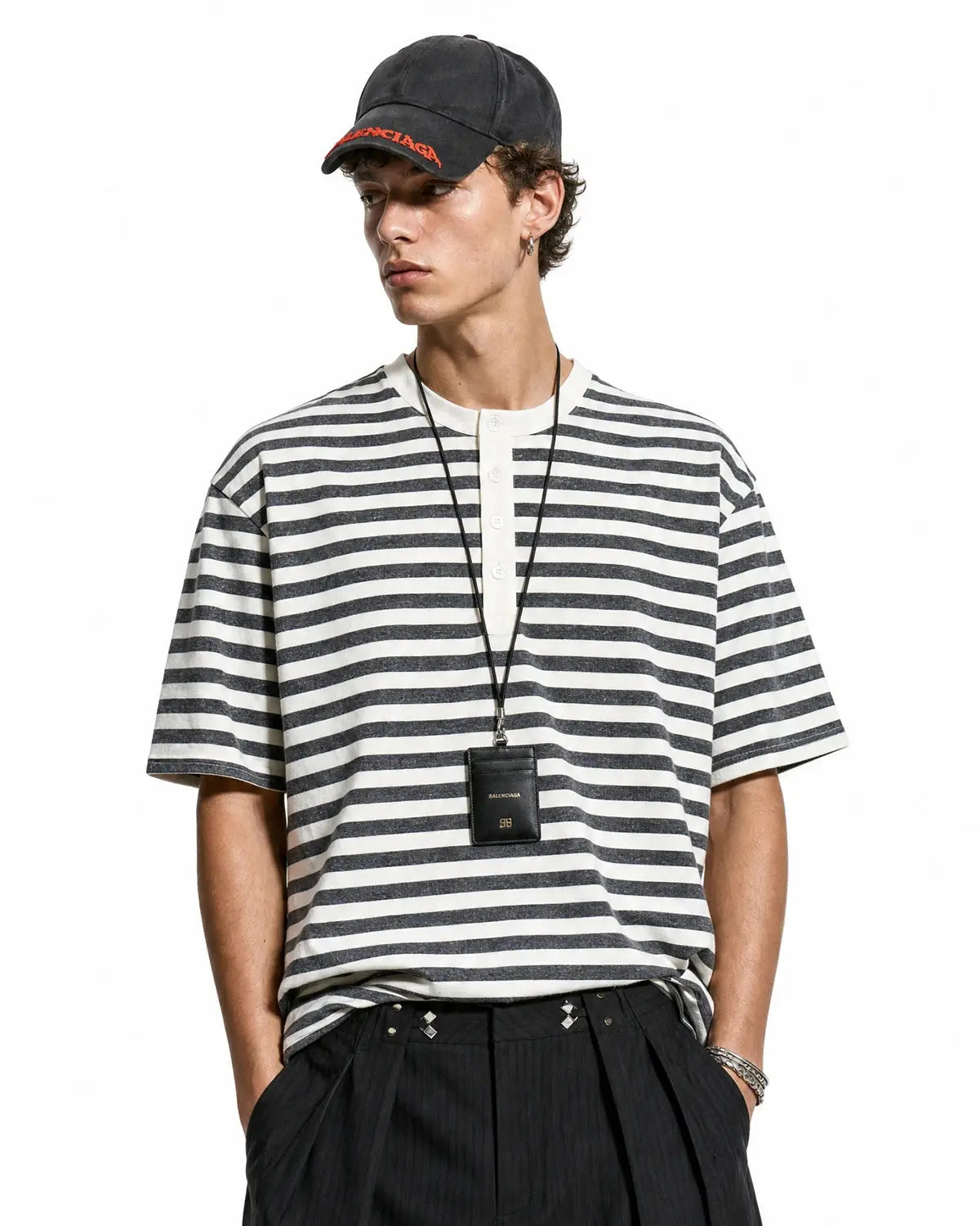 Striped Henley Relaxed T-shirt