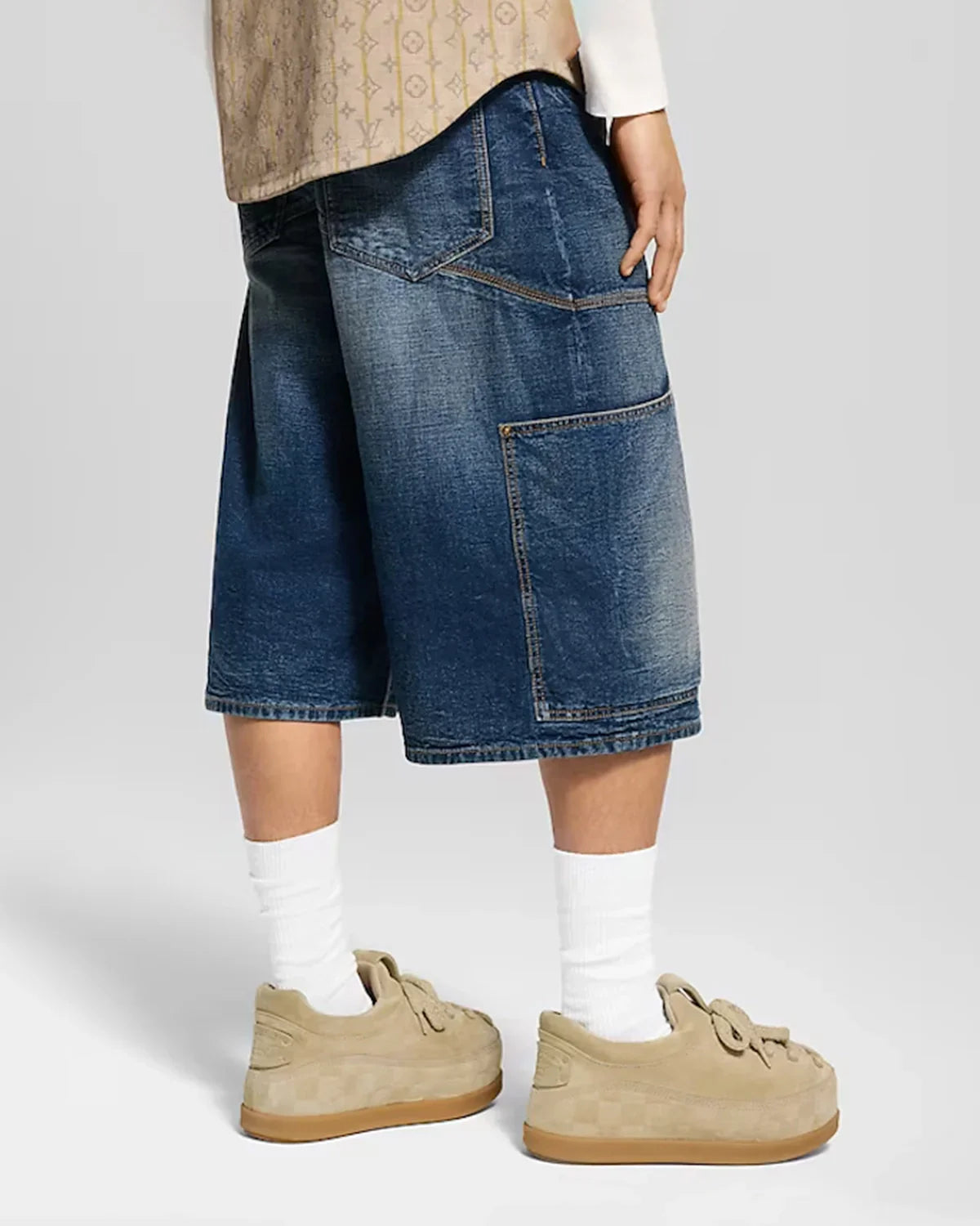 Indigo Washed Cargo Denim Jorts