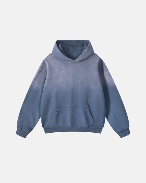 Blue Acid Wash Oversized Hoodie - Purple / M