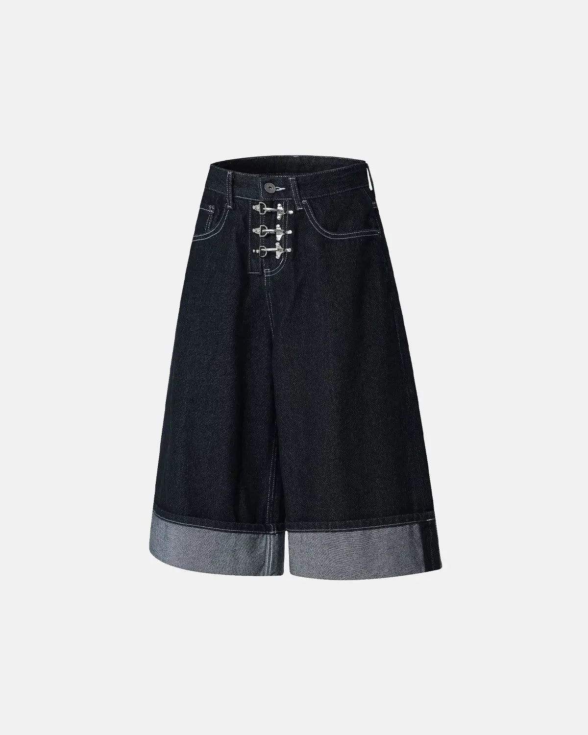 Buckle Detail Raw Denim Jorts