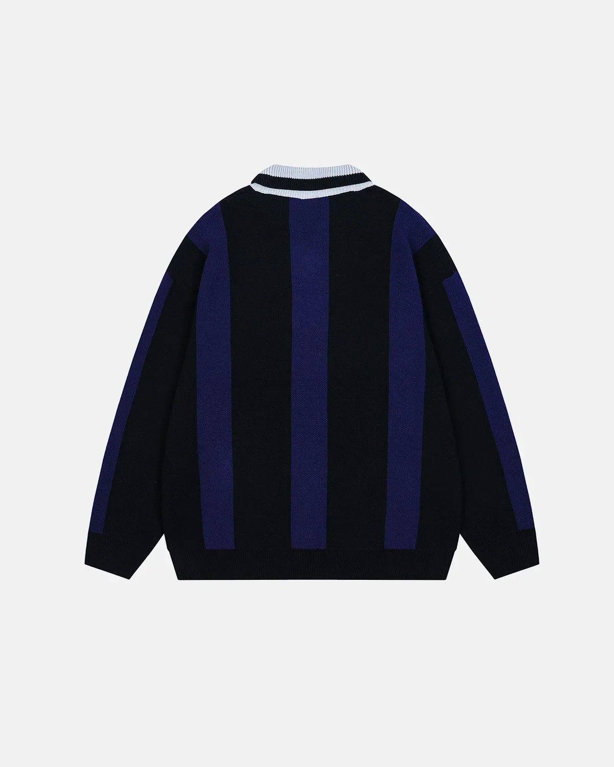 Retro Striped Polo Knit Sweater