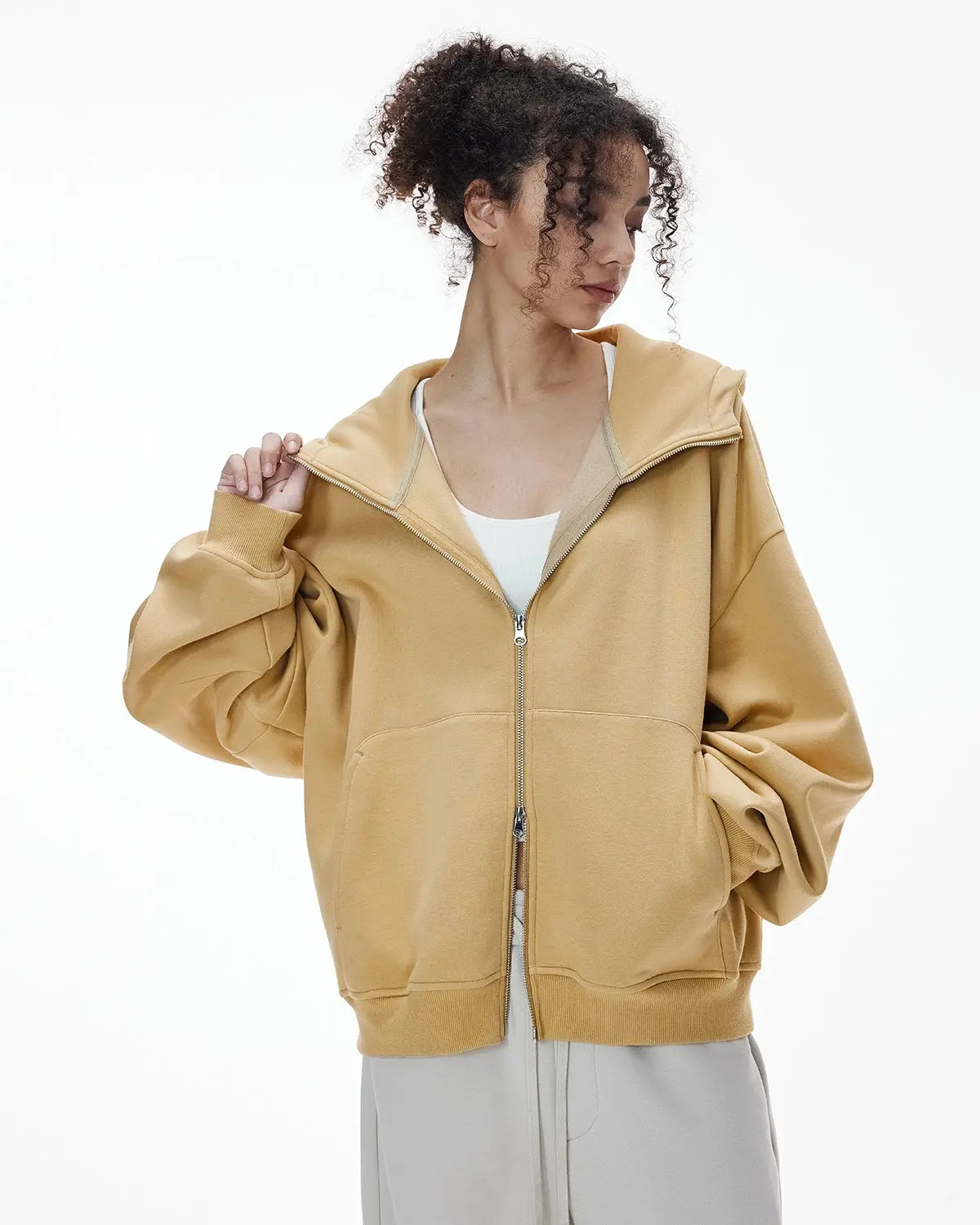 High Collar Fleece Double Zip-Up Hoodies MADXMARX