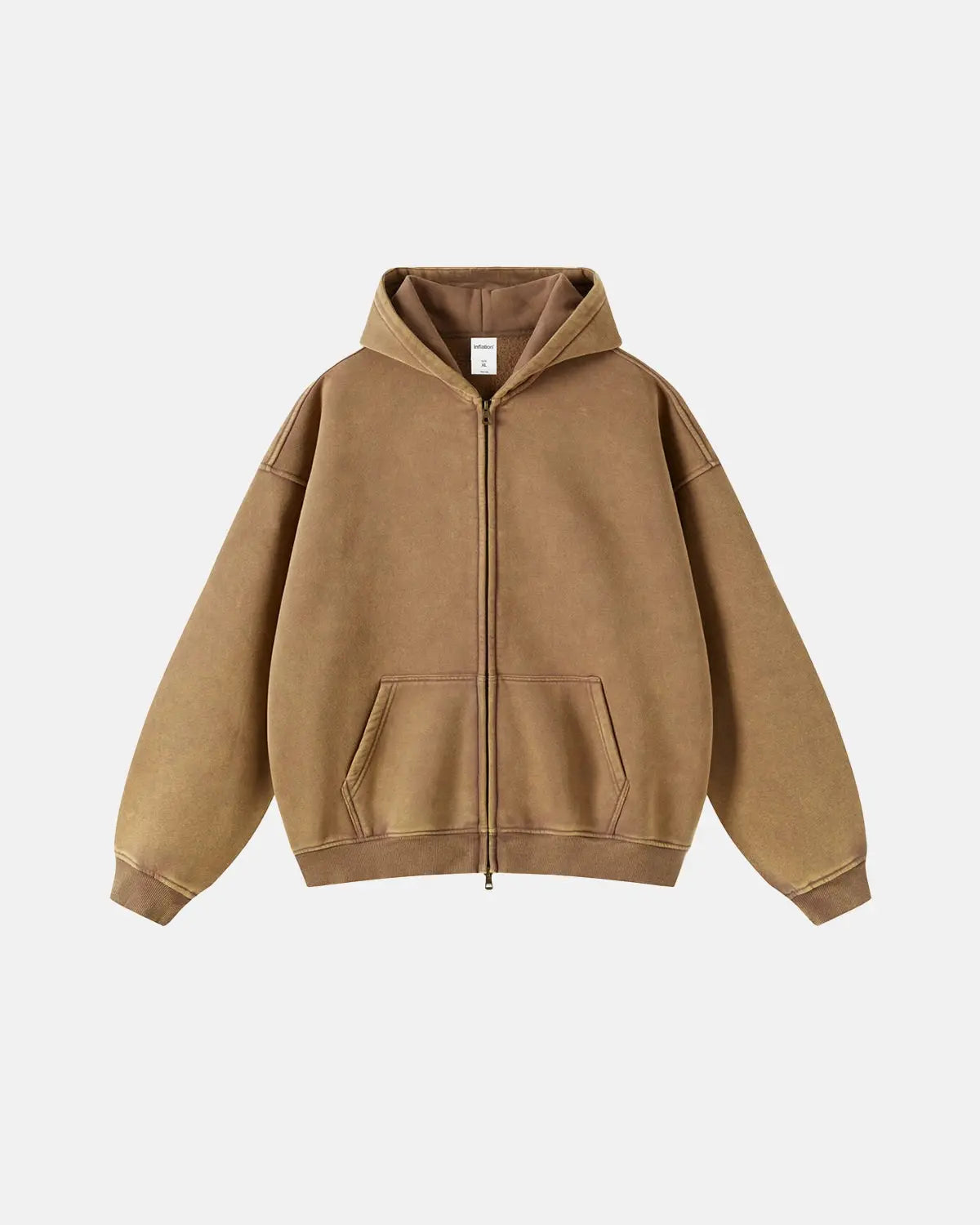 Washed Distressed Fleece Zip Up Hoodies
