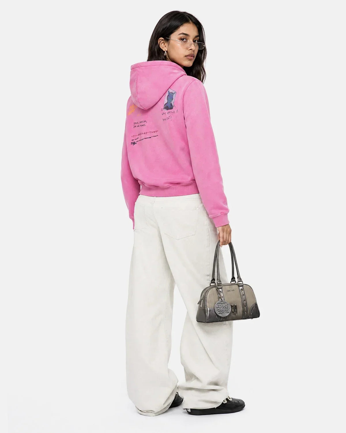 Graffiti Washed Zip Up Hoodie