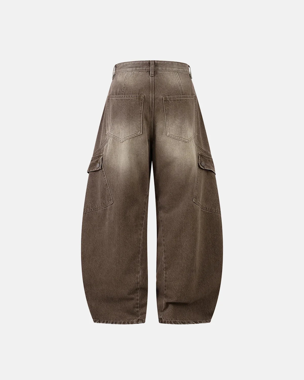 Brown Acid Wash Barrel Jeans