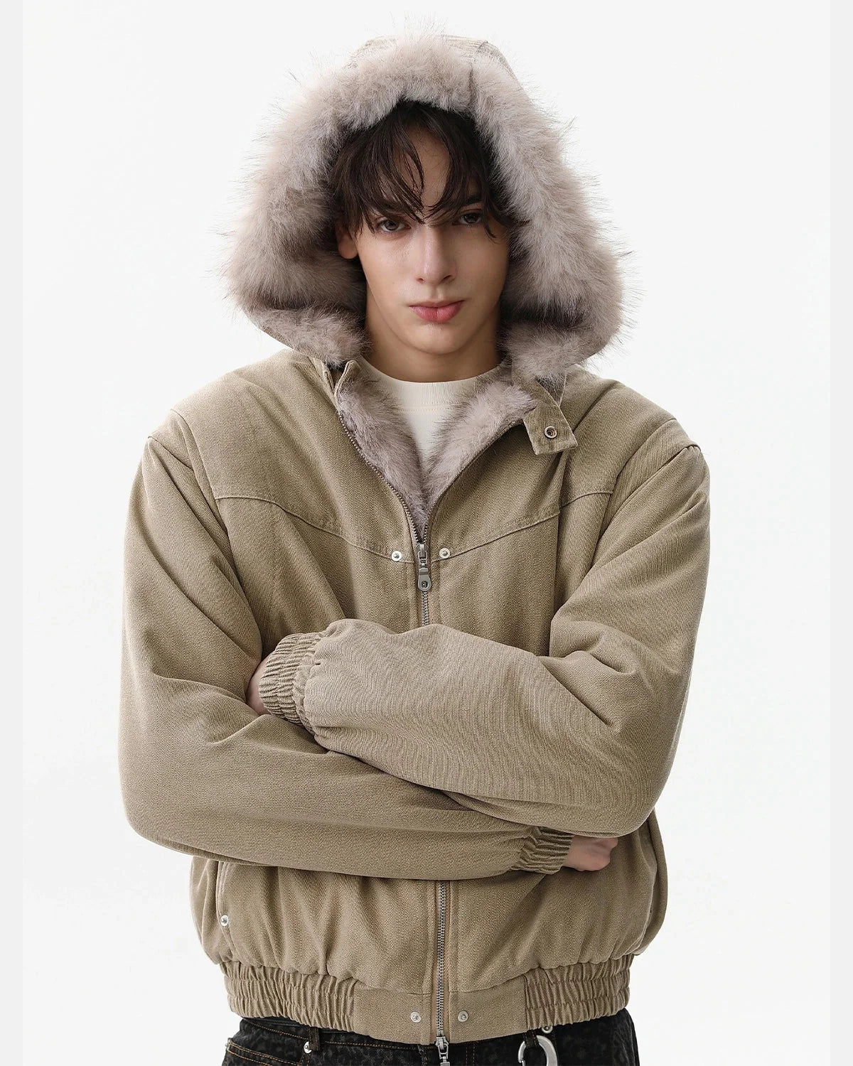 Detachable Hooded Faux Fur Padded Jacket MADXMARX