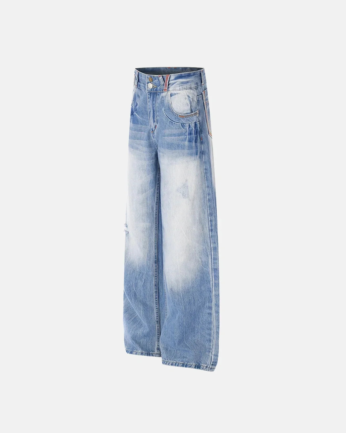 Calça Jeans Baggy com Costura Multicolorida