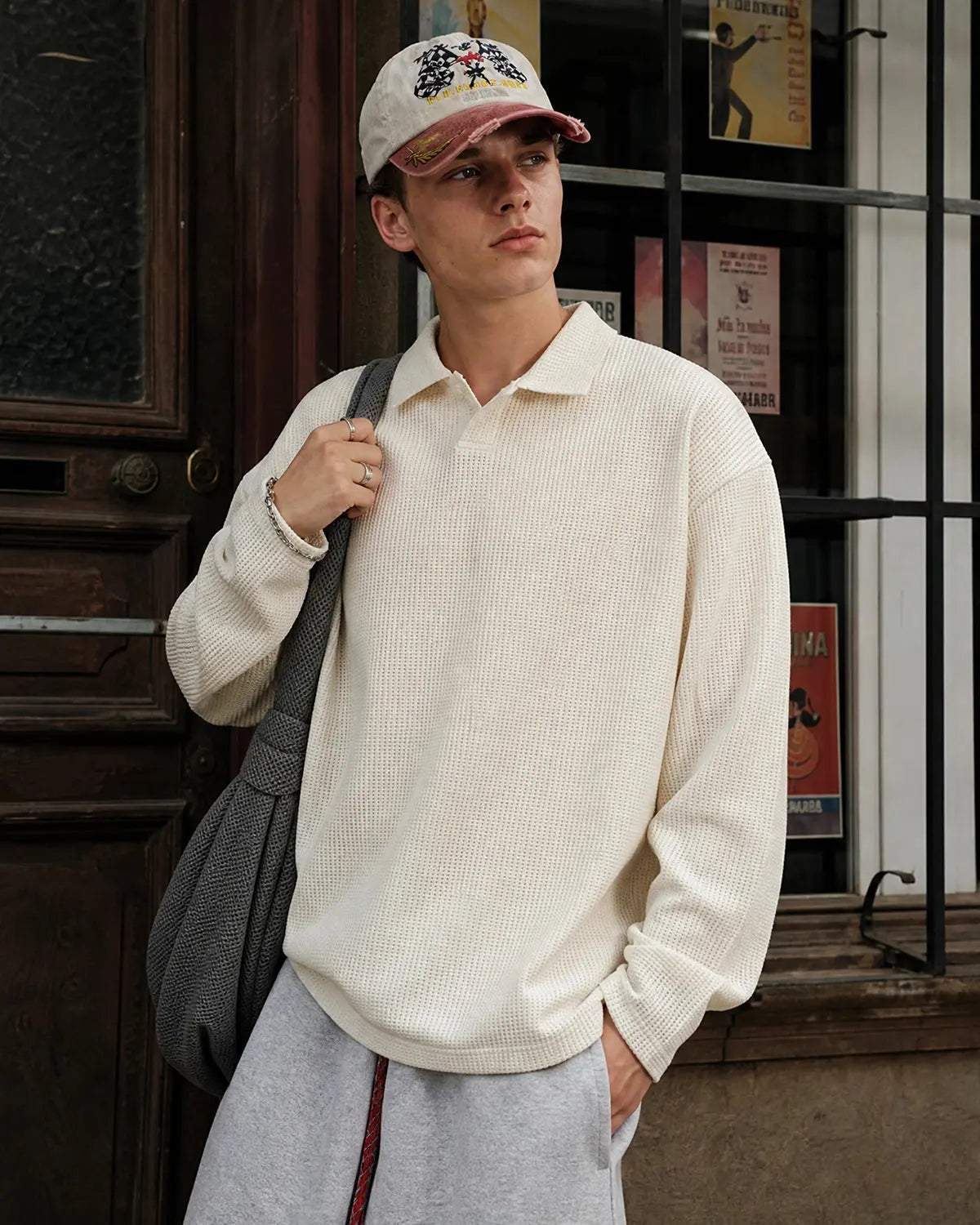 Waffle Long Sleeve Polo Shirts