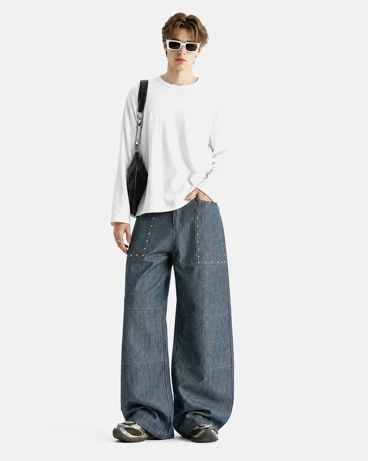 Pyramid Stud Pocket Baggy Jeans