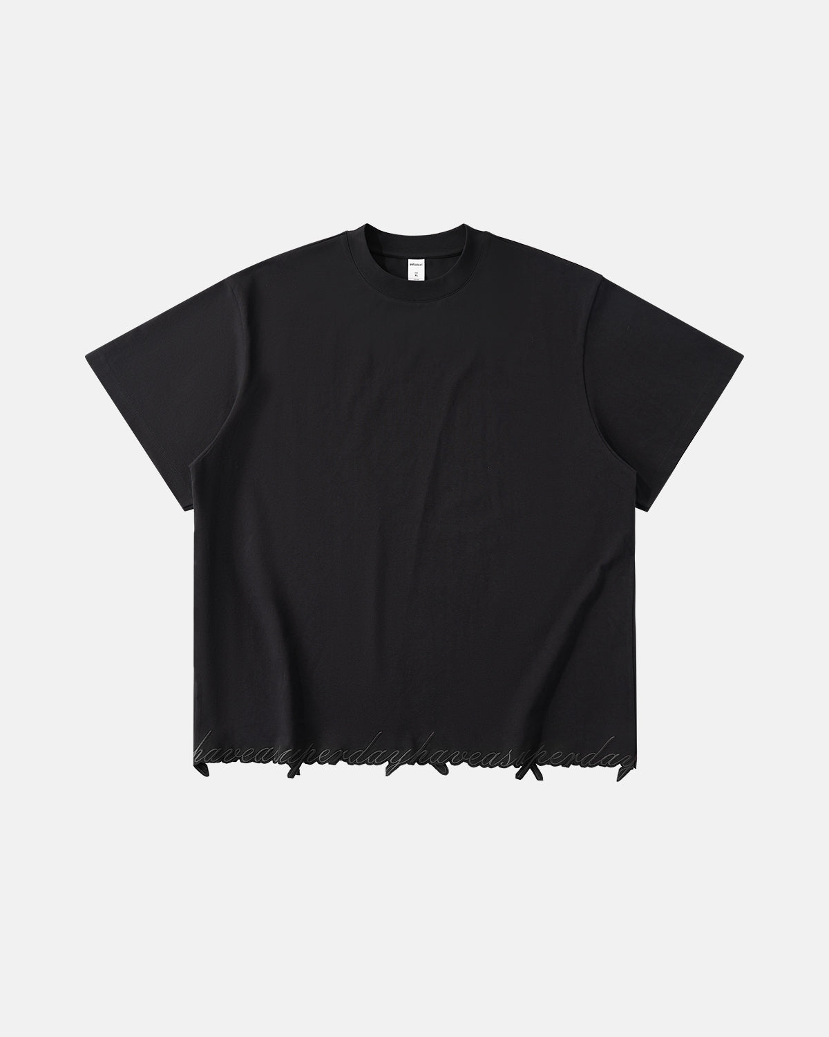 Embroidered Frayed Hem Oversized T-Shirt