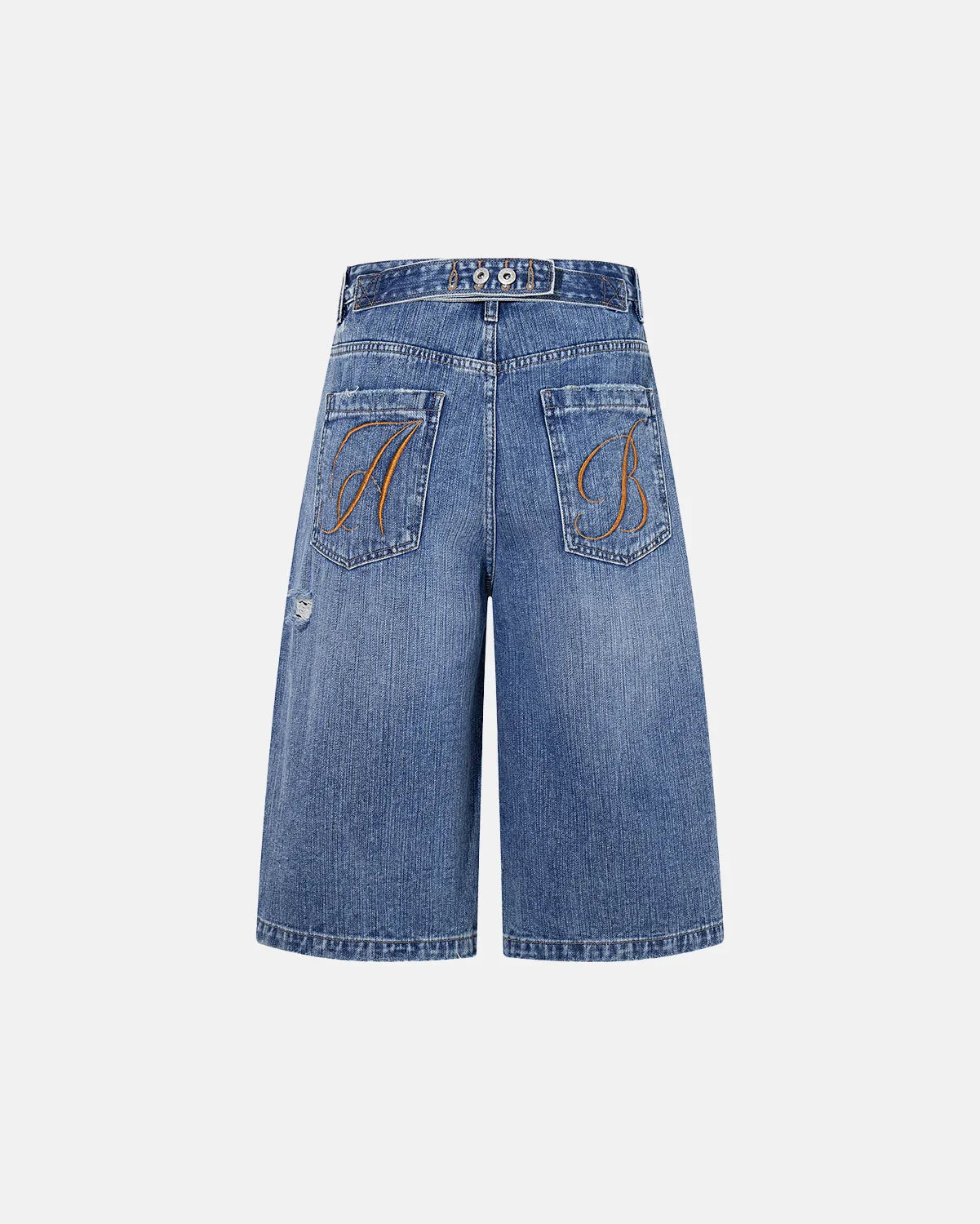 Cinch Back Distressed Denim Jorts