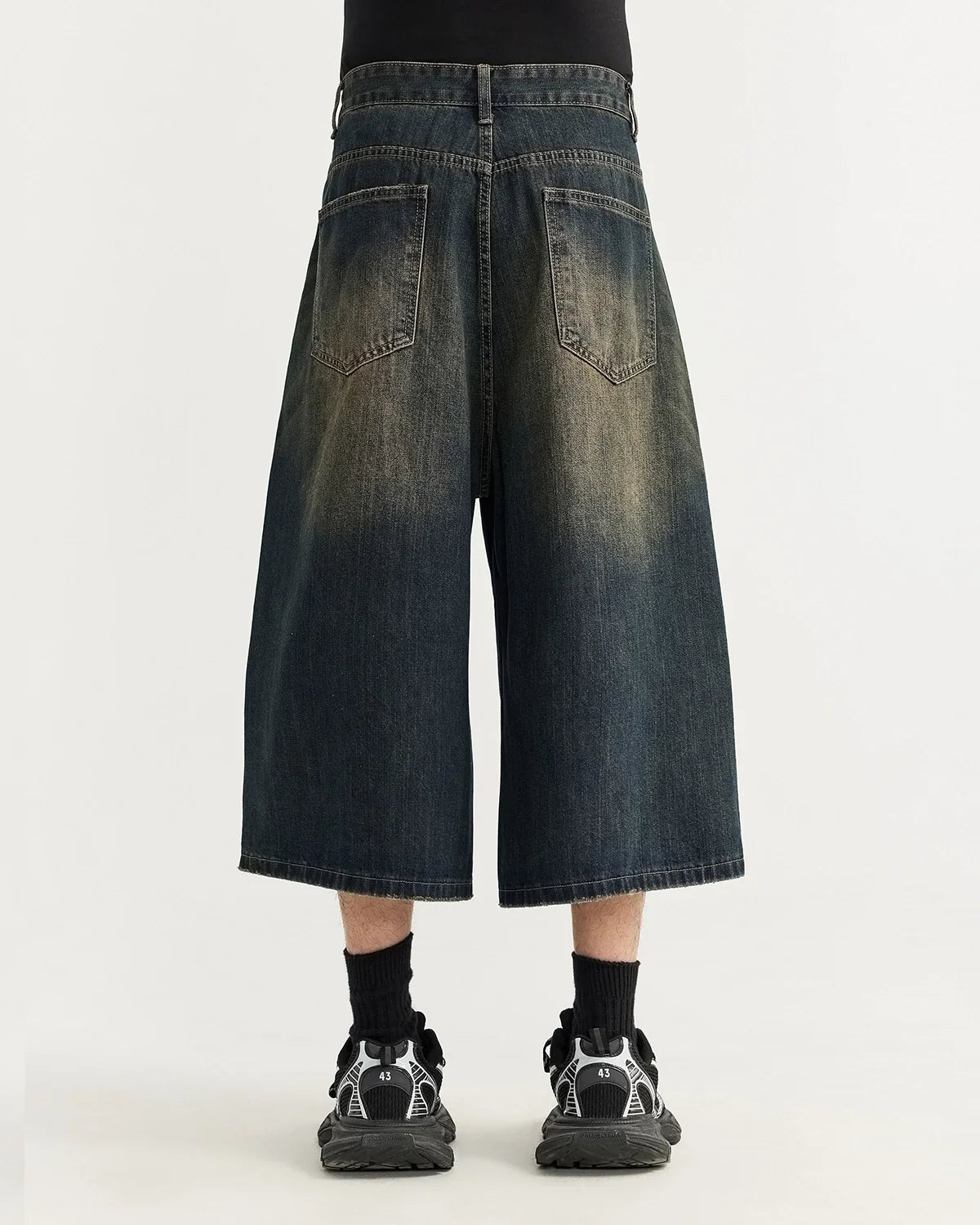Acid Washed Longline Baggy Denim Jorts