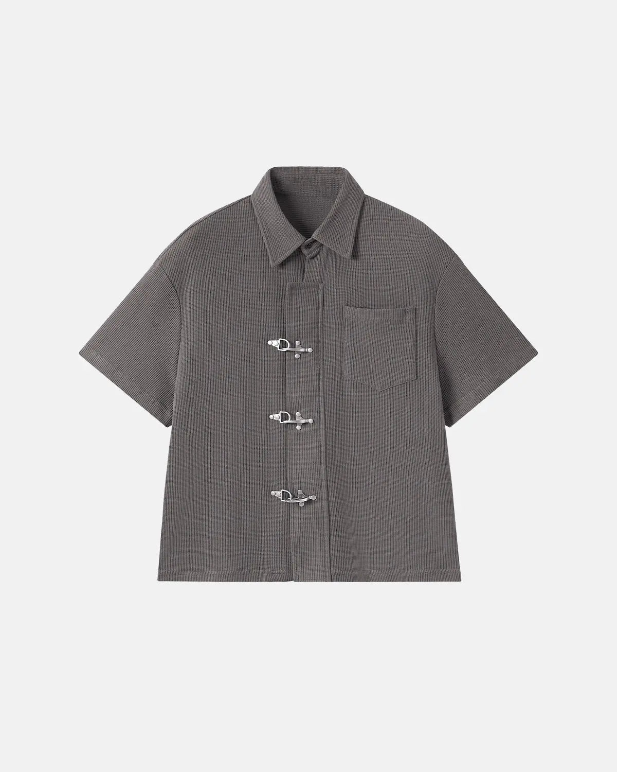 Metal Clasp Waffle Shirt