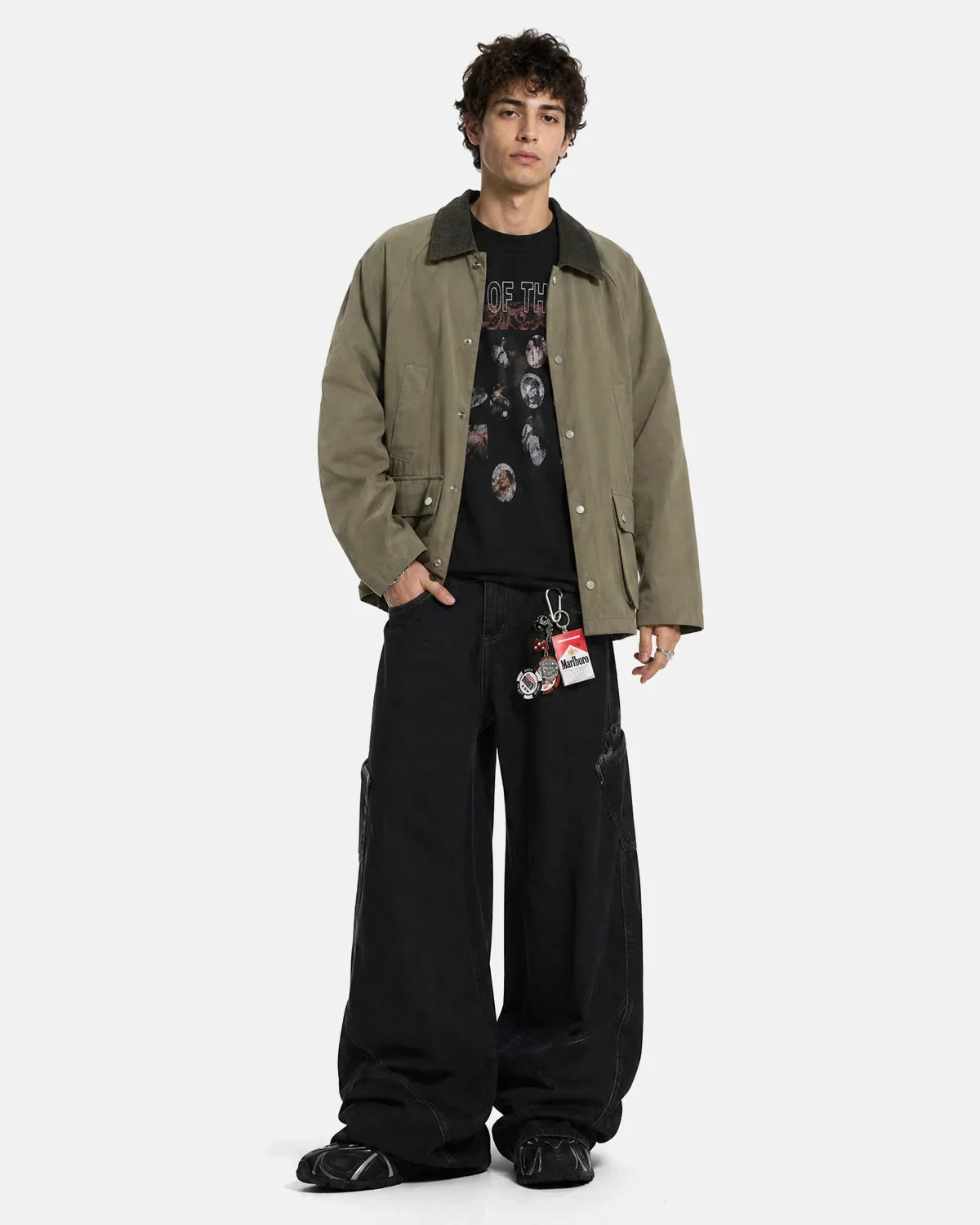 Veste boutonnée à poches utilitaires