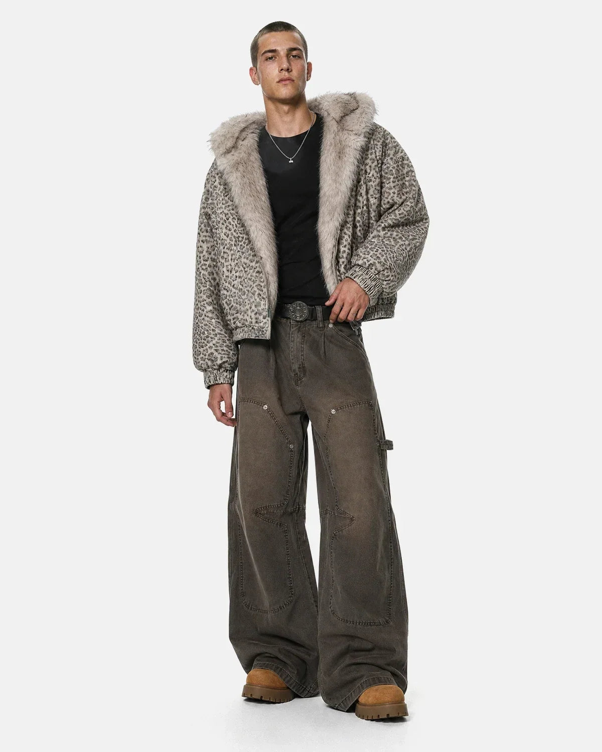 Leopard Faux Fur Lined Bomber Jacket MADXMARX