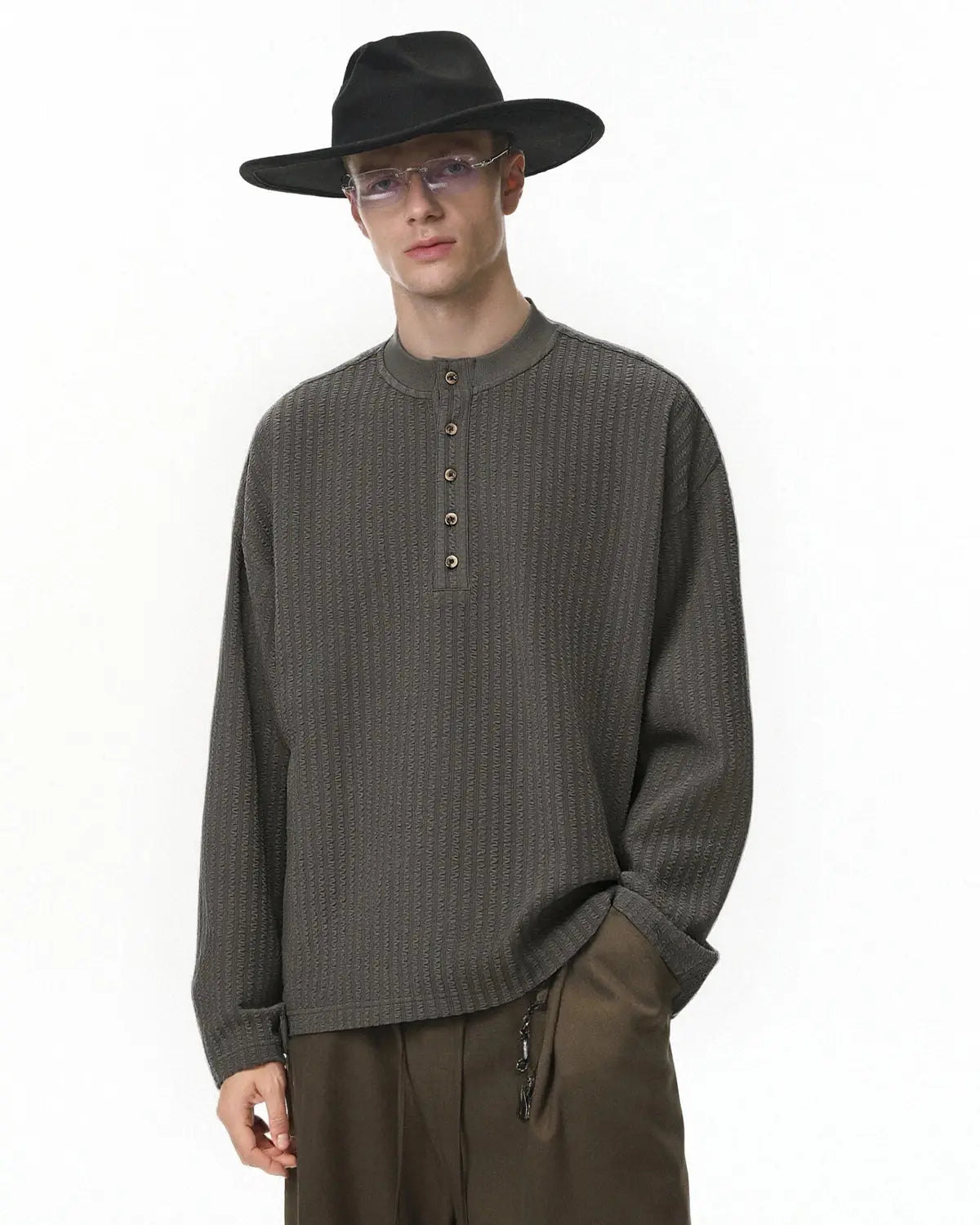Old Money Style Henley Long Sleeve Tees