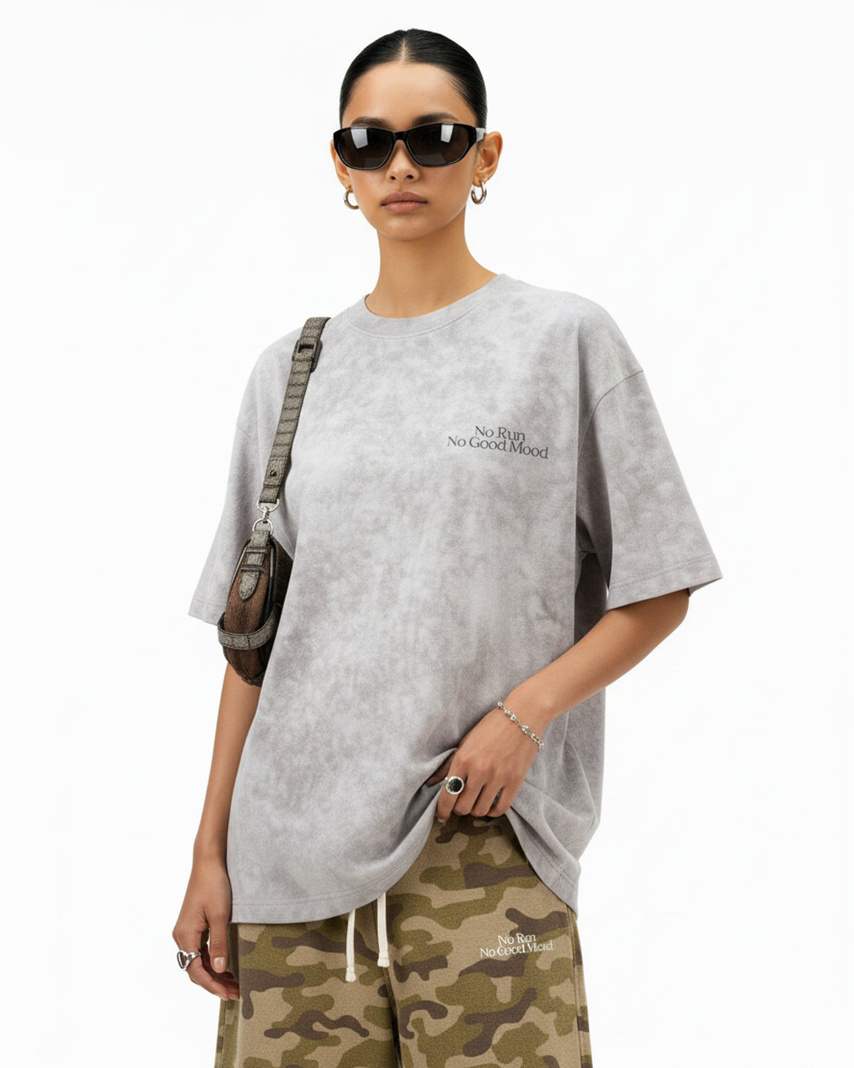 Distressed Tie-Dye Reflective Print T-Shirt