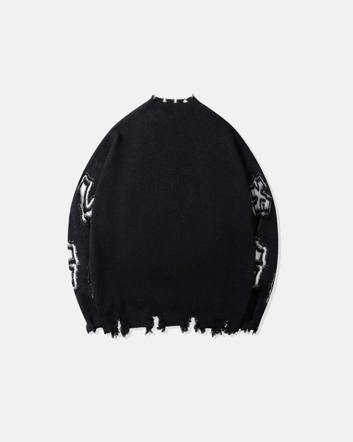 Distressed Cross Graphic Knit Sweater