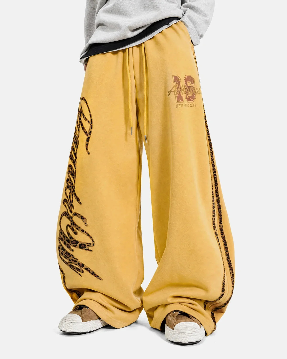 Leopard Stripe Graphic Barrel Sweatpants