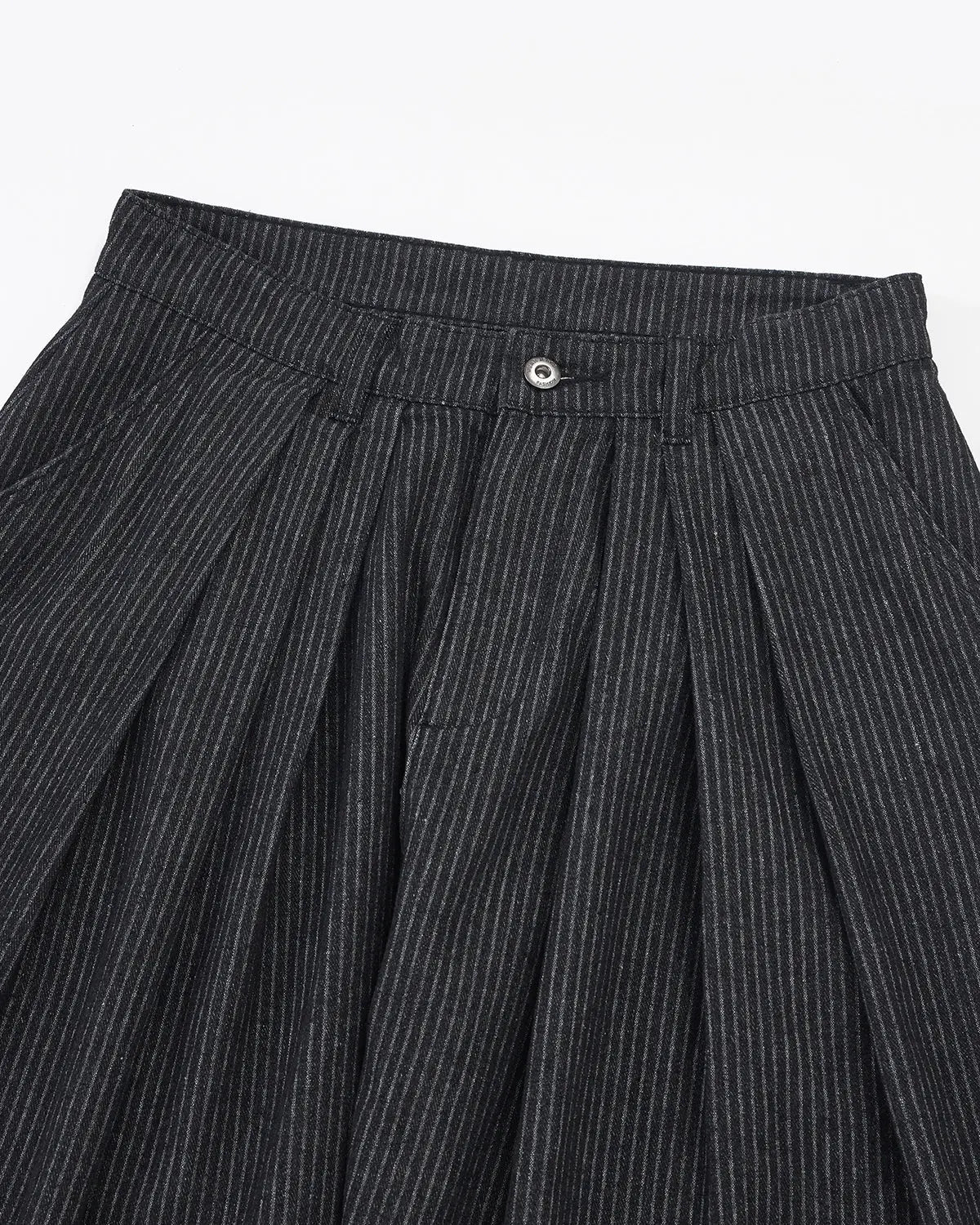 Vintage Pinstripe Pleated Barrel Jeans