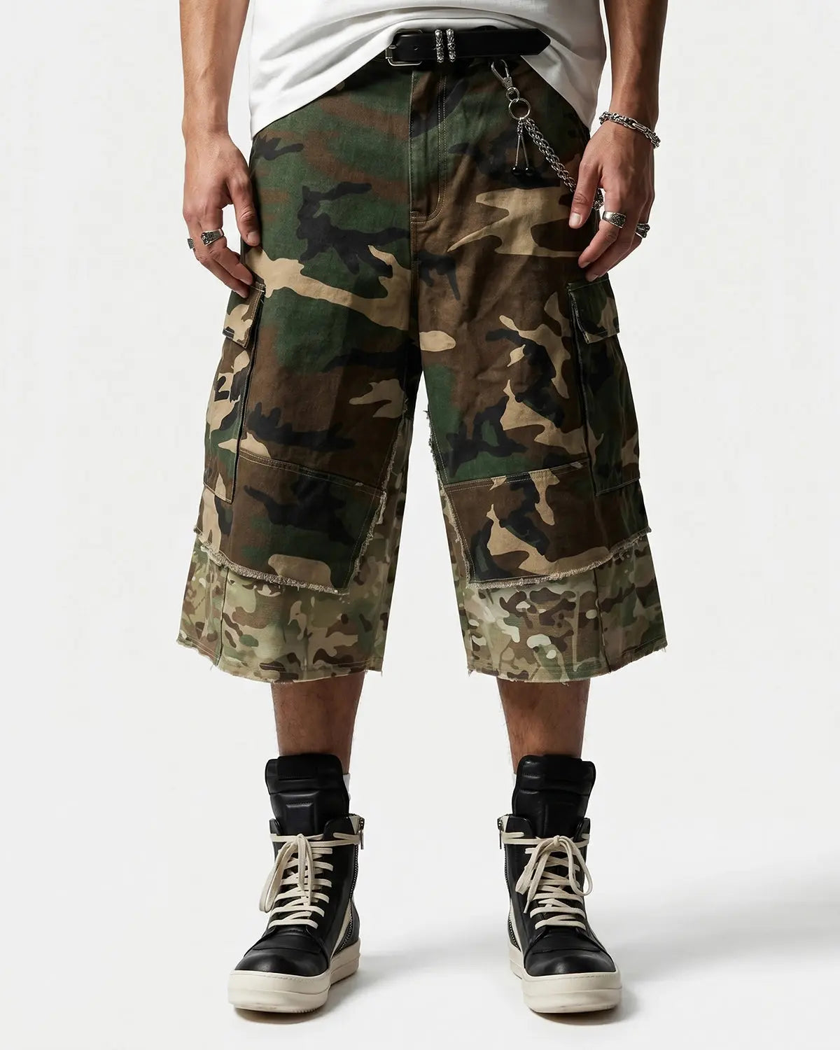 Camo Layered Longline Jorts