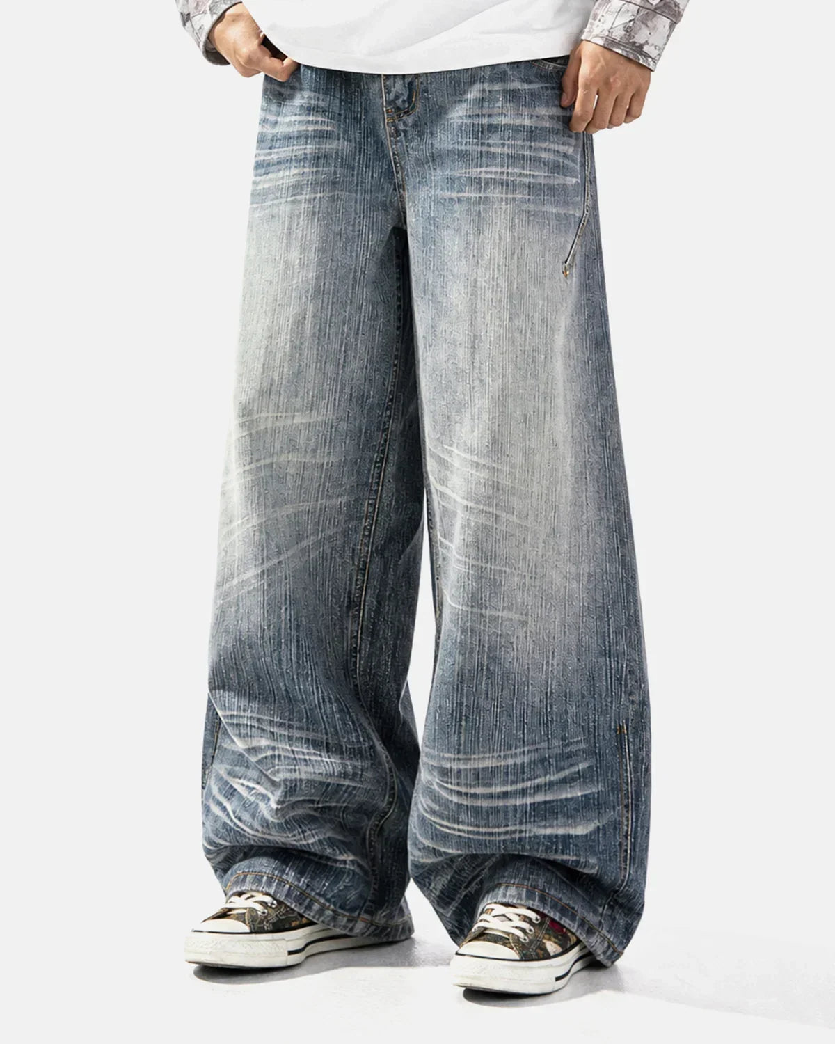 Whisker Wash Bamboo Weave Jeans