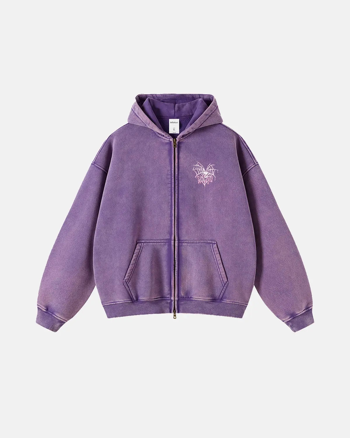 Ghost Acid Wash Zip Up Hoodies