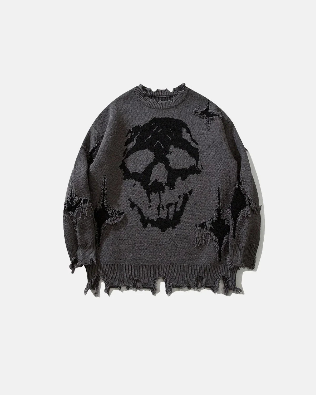 Suéter de punto con calavera desgastada