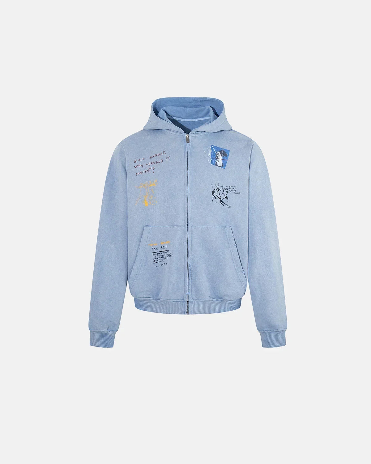 Graffiti Washed Zip Up Hoodie