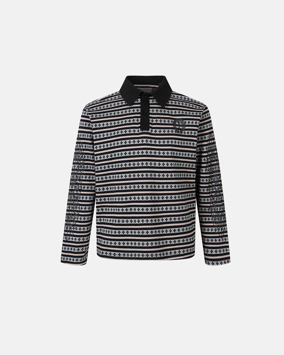 Cross Graphic Striped Polo Shirt