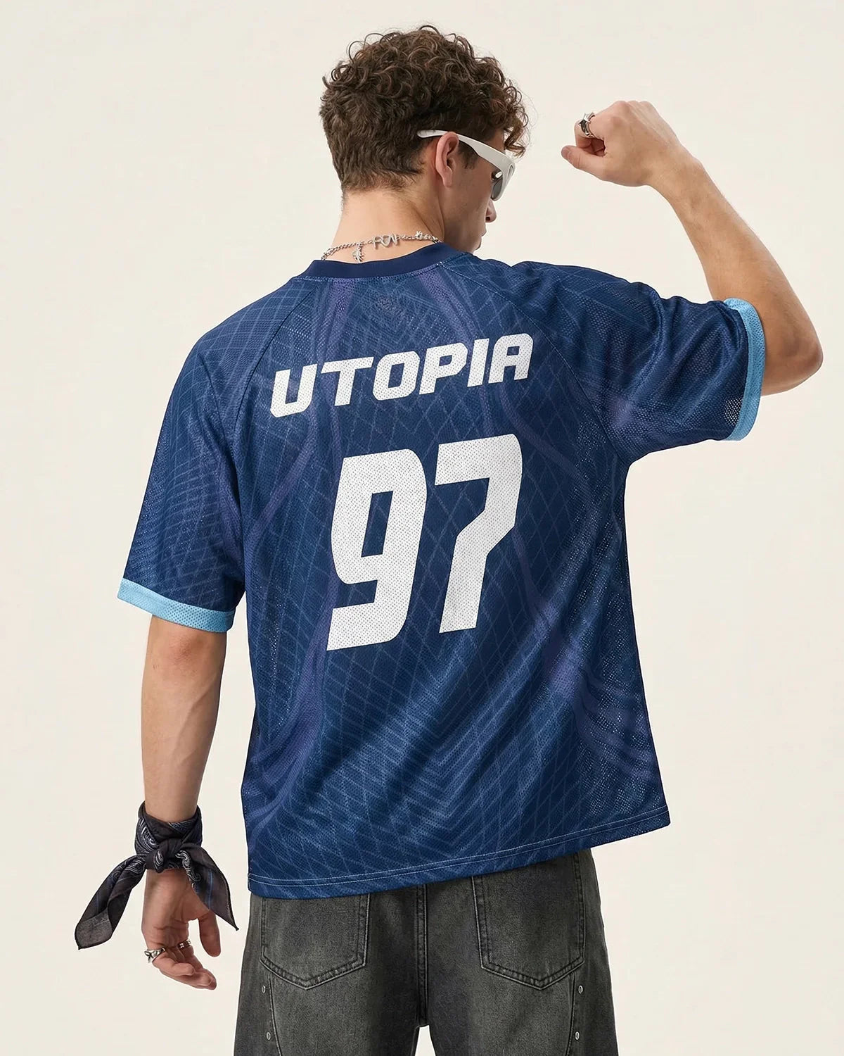 Geometric Pattern Mesh Jersey