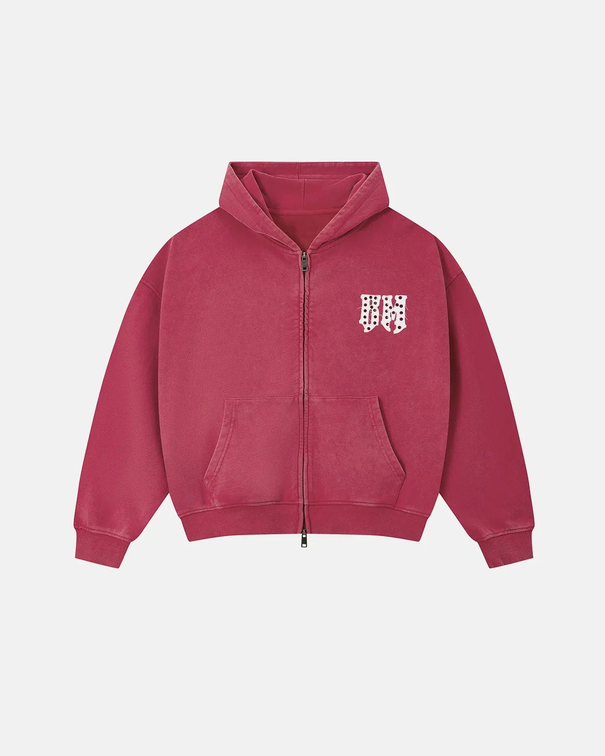 Gothic Letter Washed Zip Up Hoodie