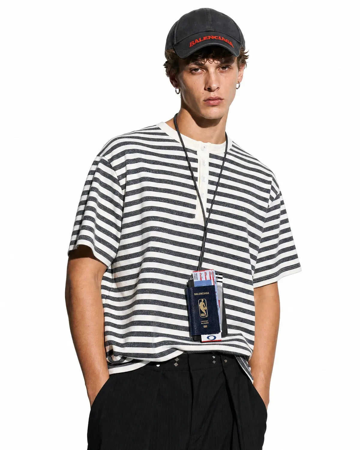 Striped Henley Relaxed T-shirt