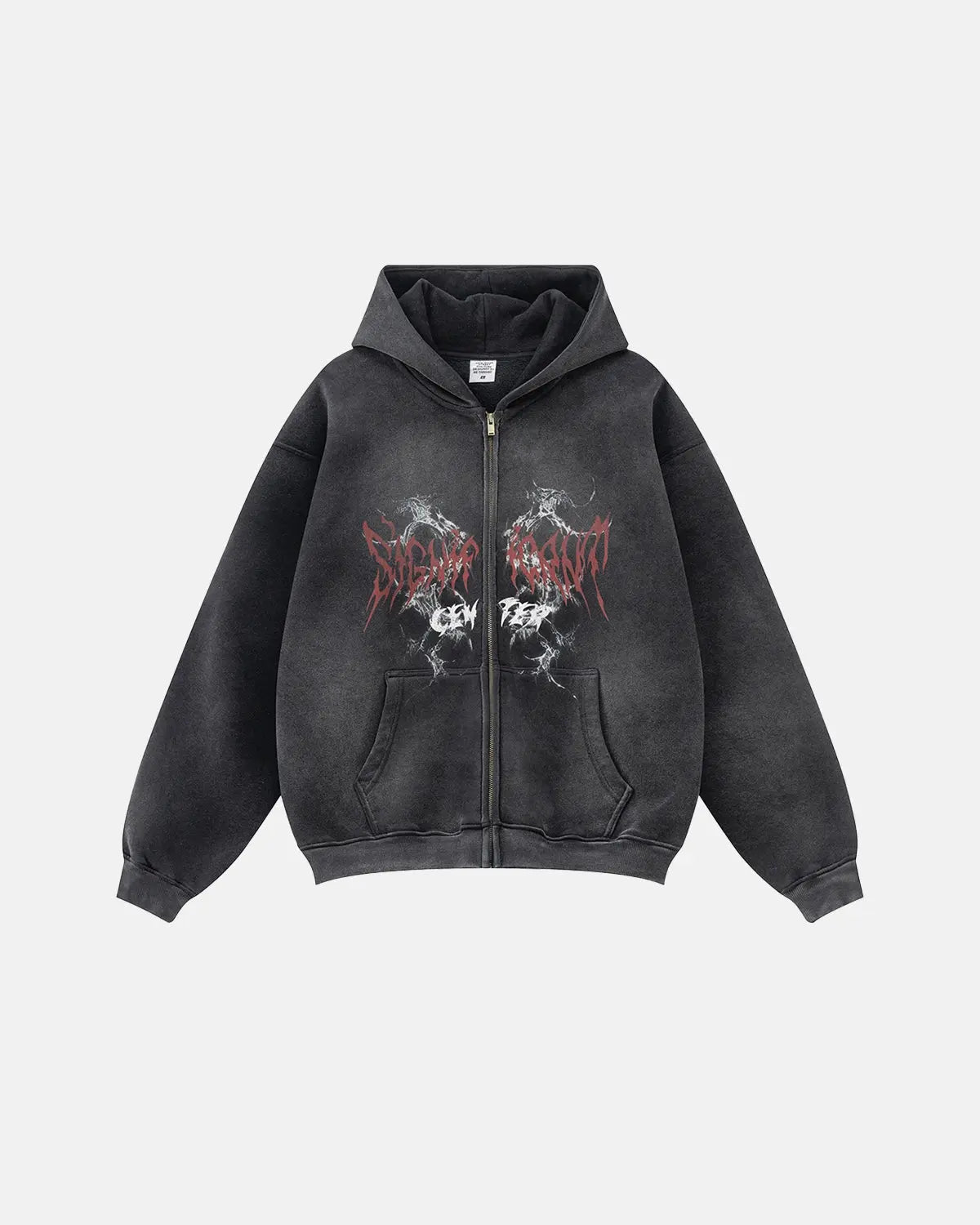 Washed Graphic Zip Up Hoodies