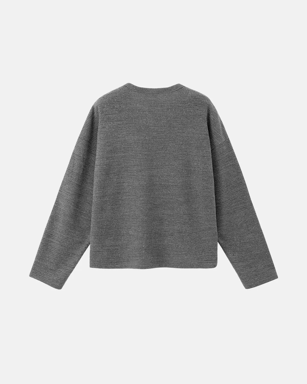 V-neck Long Sleeve Waffle Tees