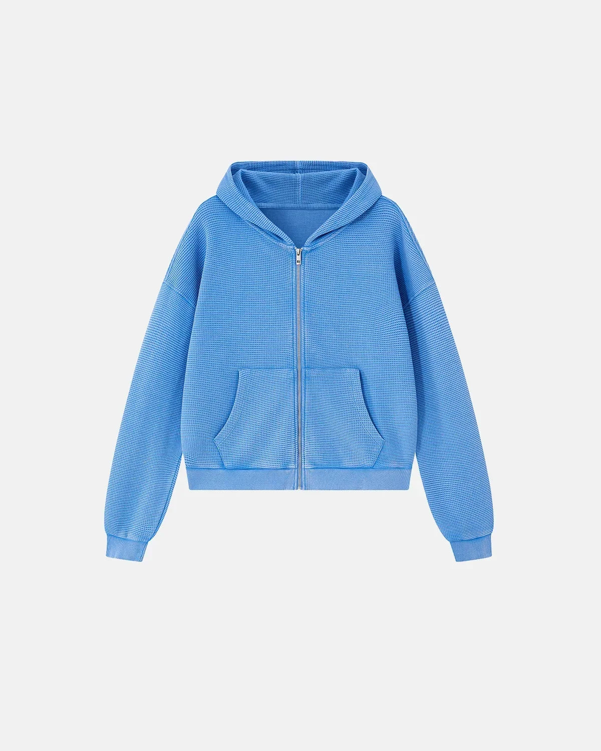 Vintage Washed Waffle Zip Up Hoodie