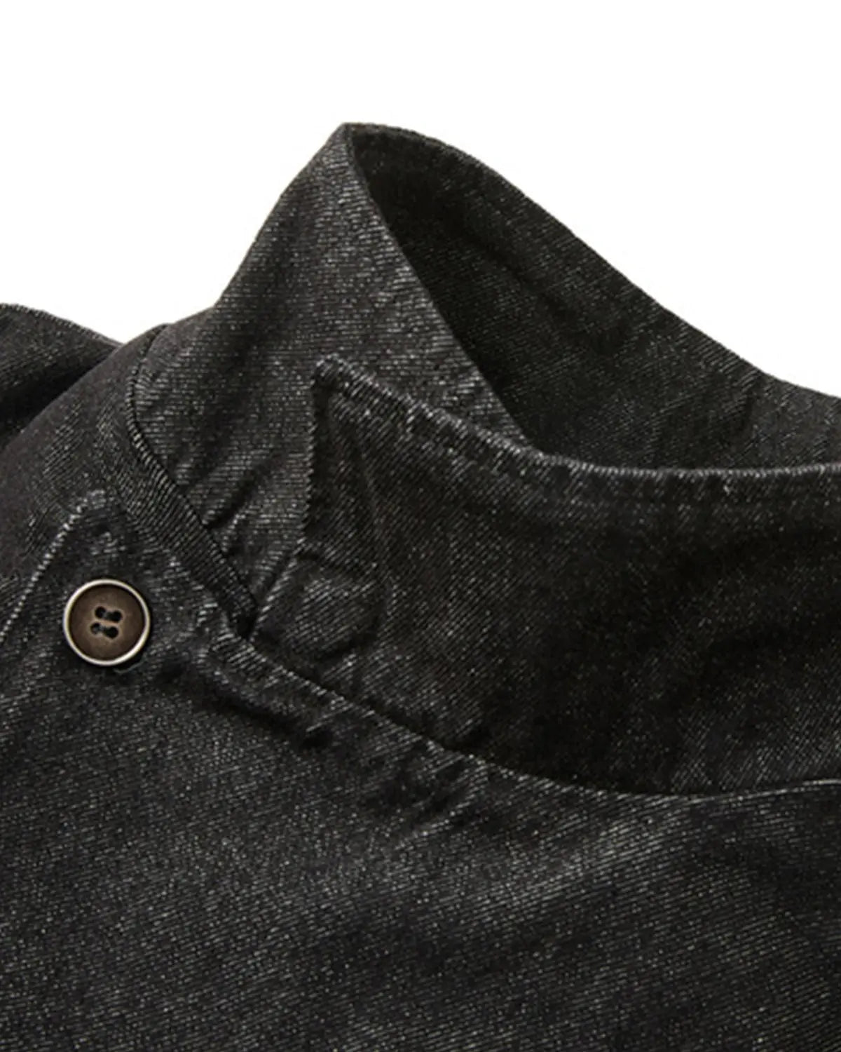 Cropped Asymmetric Button Denim Jacket